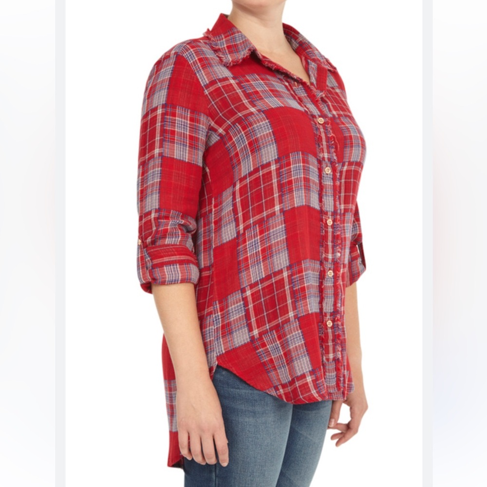 Seven7  Studded red  Button Down Shirt  medium - Picture 4 of 12